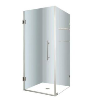 Aston Aquadica GS 30 in. x 72 in. Frameless Square Shower Enclosure in Stainless Steel with Glass Shelves SEN993 SS 30 10