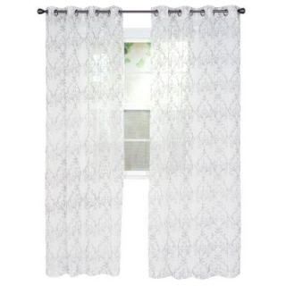Lavish Home Valencia Silver Polyester Curtain Panel 54 in. W x 108 in. L 63 209 108 S