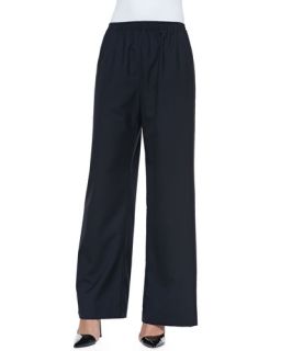 eskandar Pull On Wide Leg Trousers, Navy