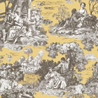 The Wallpaper Company 8 in. x 10 in. Yellow Romantic Toile Wallpaper Sample WC1280421S