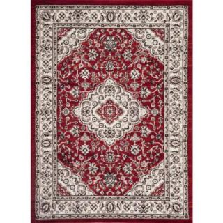 World Rug Gallery Traditional Oriental Medallion Design Red 7 ft. 10 in. x 10 ft. 2 in. Indoor Area Rug 300 Red 7'10"X10'2"