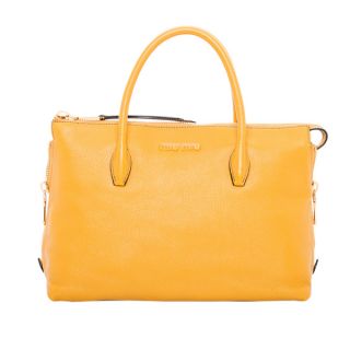 Miu Miu Madras Goldenrod Side Zip Leather Satchel Bag   16939676