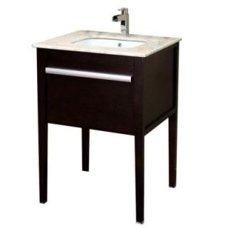 Bellaterra Home Upland 26 in. Single Vanity in Dark Mahogany with Marble Vanity Top in Cream 203117