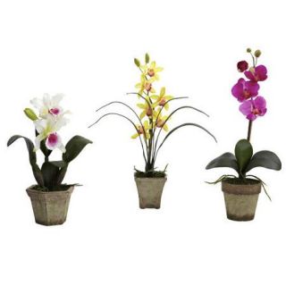 Nearly Natural Potted Orchid Mix (Set of 3)