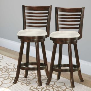 CorLiving Woodgrove 29 Wood Swivel Bar Stool with Cushion (Set of 2)