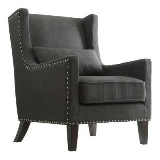 HomeSullivan Ashley Wingback Linen Arm Chair in Charcoal 40E204C DGL3A