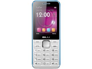 Blu Tank II T192 24 MB ROM, 32 MB RAM White/Blue Unlocked GSM Dual SIM Cell Phone 2.4"