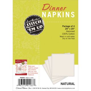 Stitch em Up Dinner Napkins For Embroidery 4/Pkg Natural