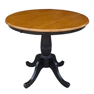 International Concepts 30 x 36 Solid Wood Round Top Pedestal Table, Black/Cherry