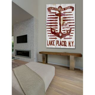 Yachtsmen Club Graphic Art on Wood Planks in White by Marmont Hill