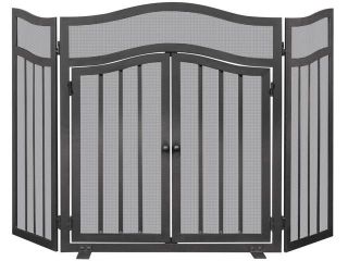 Uniflame 3 Panel Black Wrought Iron Screen With Doors S 1026