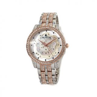 Croton 2 Tone Mother of Pearl Floral Dial Bracelet Watch   8090869