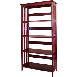 Mission Style 4 Tier Open Bookcase, Cherry