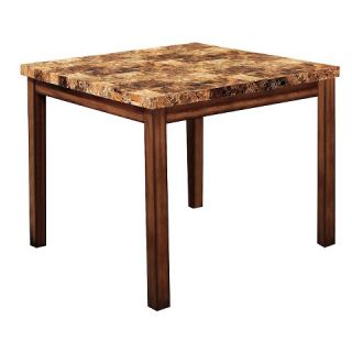 44 Inch Faux Marble Top Counter Dining Table   Dark Oak