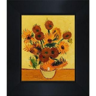 10 in. x 8 in. Vase with Fifteen Sunflowers Hand Painted Framed Oil Painting VG2523 FR 137B8X10