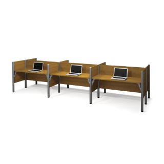 Bestar Pro Biz Six Straight Desk Workstation with 4 Privacy Panels