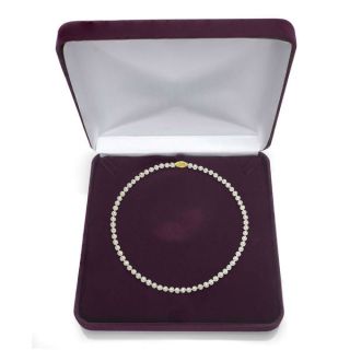 DaVonna 14k Yellow Gold White Akoya Pearl 20 inch Necklace (9 9.5 mm