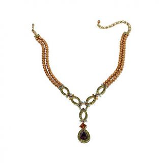 Heidi Daus "Armed with Charm" Beaded 2 Strand Crystal Y Drop Necklace   7695566