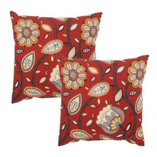 Hampton Bay Chili Floral Outdoor Throw Pillow (2 Pack) DISCONTINUED 7050 02000400