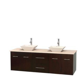 Wyndham Collection Centra Espresso 72 inch Double Ivory Marble