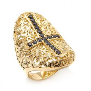 Bellezza .68ct Black Spinel Bronze Concave Filigree Cross Ring   7886253