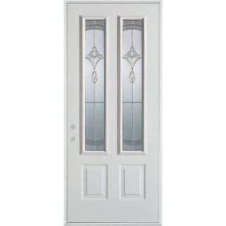 Stanley Doors 32 in. x 80 in. Traditional Patina 2 Lite 2 Panel Prefinished White Right Hand Inswing Steel Prehung Front Door 1370ESL2 E 32 R P