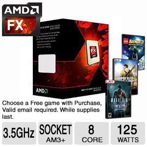 AMD FX 8320 Processor   Eight Core, 3.5GHz, Socket AM3+, 8MB L2 Cache, 8MB L3 Cache    FD8320FRHKBOX