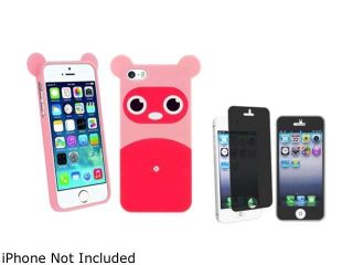 Insten Pink Raccoon TPU Rubber Case with Privacy Screen Cover Compatible with Apple iPhone 5 / 5S 1475175