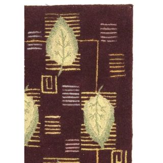 Handmade Foliage Violet Wool Rug (39 x 59)