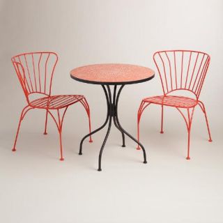 Poinciana Orange Metal Cadiz Chairs, Set of 2