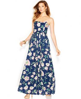 French Connection Strapless Floral Print Maxi Dress
