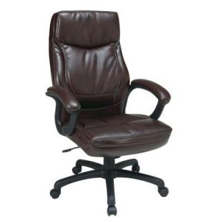 Office Star Work Smart Eco Leather High Back Executive Office Chair in Mocha EC6582 EC9