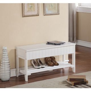 White Solid Wood Storage Bench/ Shoe Shelf  ™ Shopping