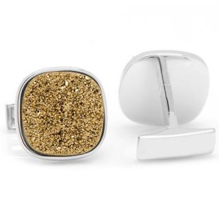 RR 498 GLD Sterling Gold Square Druzy Cufflinks