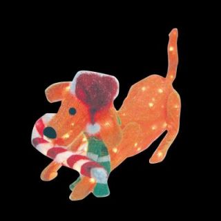Brite Star 31.5 in. 105 Light 3D Snowy Soft Puppy Dog with Candy Cane 48 350 00