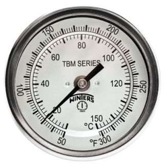 Winters Instruments TBM Series 3 in. Dial Thermometer with Fixed Center Back Connection and 2.5 in. Stem with Range of 50 300°F/C TBM30025B9