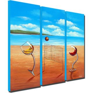 White Walls Over the Net 3 Piece Original Painting on Canvas Set