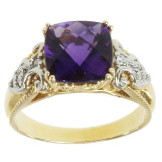 Michael Valitutti 14k Two tone Gold Amethyst and Round cut Diamond