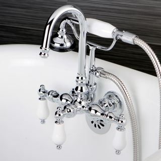 Bathtub Wall Mount Claw Foot Tub Filler with Handshower in Polished