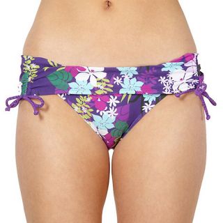 Mantaray Purple ruched side floral bikini bottoms