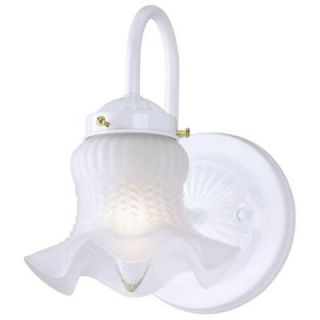 Westinghouse 1 Light White Interior Wall Fixture with Frosted Ruffled Edge Glass 6637500