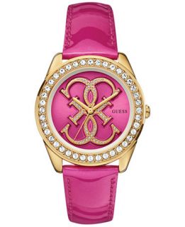 GUESS Womens Pink Patent Leather Strap Watch 41mm U0208L5
