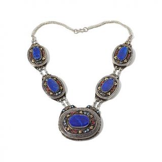 BAJALIA "Azin" Lapis Station Silvertone 27 1/2" Necklace   7655743