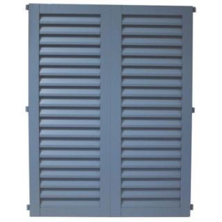 POMA 32 in .x 41.75 in. Light Blue  Colonial Louvered Hurricane Shutters Pair 8002 cib 003
