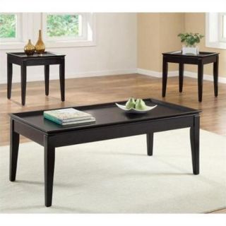 Coaster 3 Piece Accent Table Set in Cappuccino with Raised Lip Edges