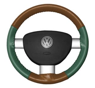 2009, 2010 Porsche Cayenne Leather Steering Wheel Covers   Wheelskins Tan/Green 15 1/2 X 4 3/8   Wheelskins EuroTone Leather Steering Wheel Covers