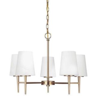 Sea Gull Lighting Driscoll 5 Light Satin Bronze Chandelier with Inside White Painted Etched Glass 3140405 848