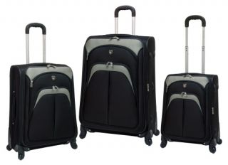 Travelers Club Ford 3 Piece Expandable Luggage Set with 4 Wheel System   Black