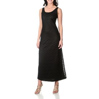 Lennie for Nina Leonard Womens Black Crochet Lace Maxi Dress