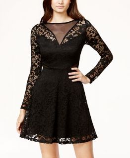 Material Girl Juniors Lace Illusion Fit and Flare Dress, Only at 
